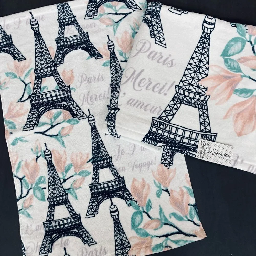 Paris Eiffel Tower 3-pc French Floral Complete Bath Towel Set